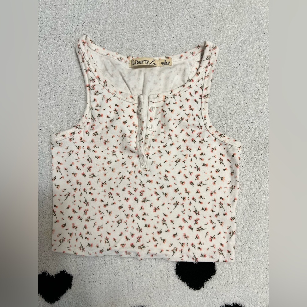 Women's White and Pink Crop-top